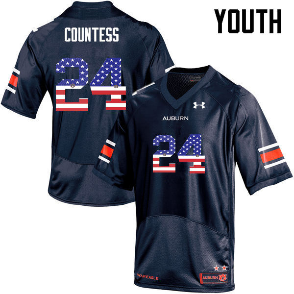 Youth Auburn Tigers #24 Blake Countess USA Flag Fashion Navy College Stitched Football Jersey